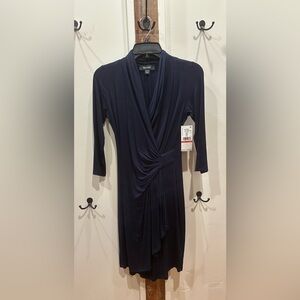 Karen Kane Cascade Wrap dress in Navy